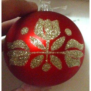 Czech Slovak Republic Handmade Glass Christmas Ornament Red Gold 2.5" New